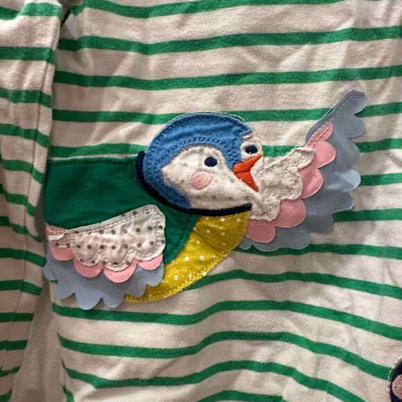 Mini Boden Appliqué Bird Bee Ladybug Green Stripe Long Sleeve Shirt - Picture 3 of 7